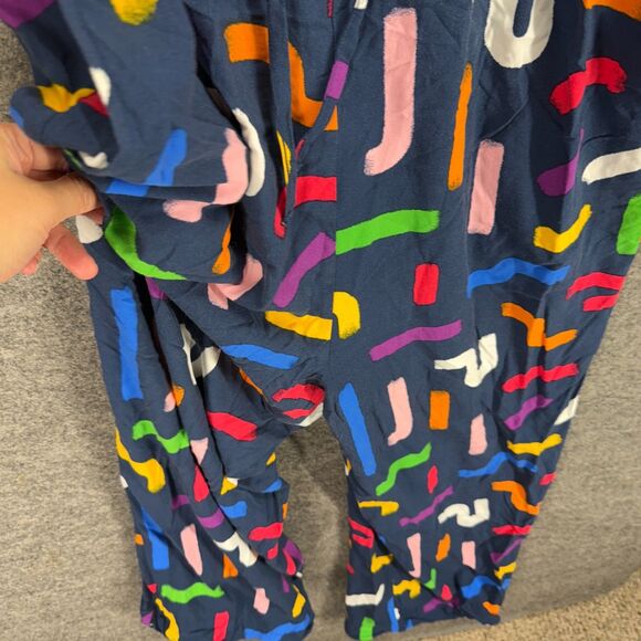 Takepride Jumpsuit Women M Medium Blue Geometric Sleeveless Straight Rayon - Picture 3 of 6